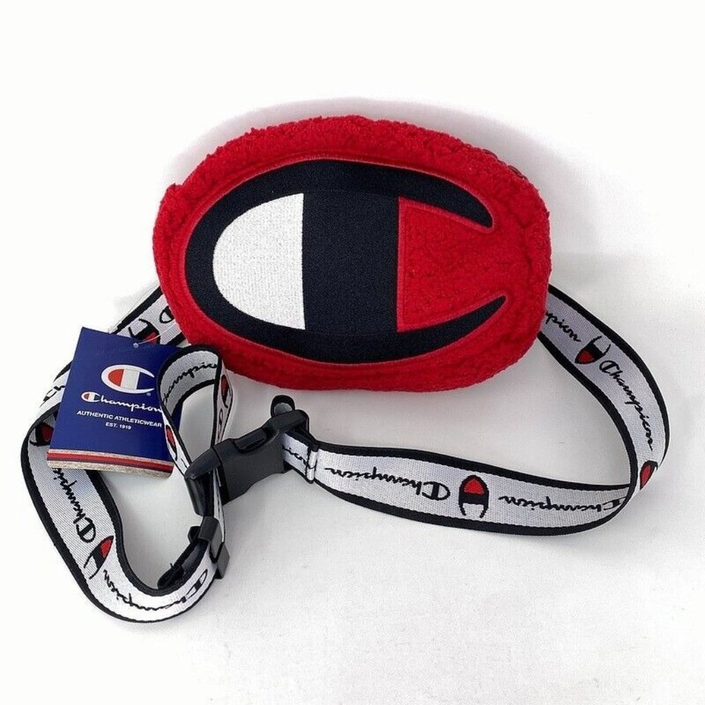 CHAMPION Waist Bag Fanny Pack Travel Adjustable Sherpa BIG C LOGO Unisex Red